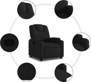 vidaXL vidaXL Fotel rozkładany, czarny, obity tkaniną 7