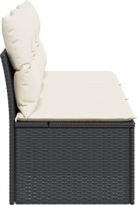 vidaXL vidaXL Sofa ogrodowa z poduszkami, 3-osobowa, czarna, polirattan 5
