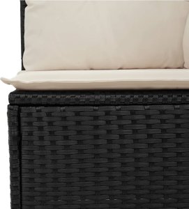 vidaXL vidaXL Sofa ogrodowa z poduszkami, 3-osobowa, czarna, polirattan 9