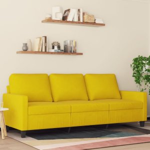 vidaXL vidaXL Sofa 3-osobowa, żółty, 180 cm, tapicerowana aksamitem 1