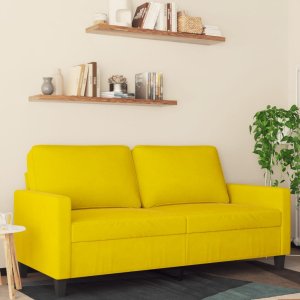 vidaXL vidaXL Sofa 2-osobowa, żółta, 140 cm, tapicerowana aksamitem 1