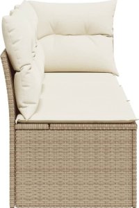 vidaXL vidaXL Sofa ogrodowa z poduszkami, 3-osobowa, beżowa, polirattan 5