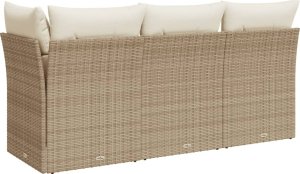 vidaXL vidaXL Sofa ogrodowa z poduszkami, 3-osobowa, beżowa, polirattan 6
