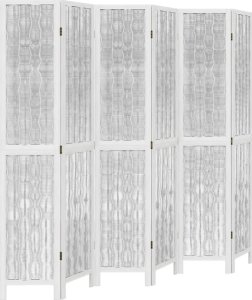 vidaXL vidaXL Parawan pokojowy, 6-panelowy, biały, lite drewno paulowni 2