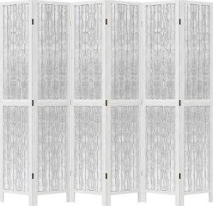 vidaXL vidaXL Parawan pokojowy, 6-panelowy, biały, lite drewno paulowni 4