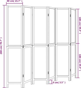 vidaXL vidaXL Parawan pokojowy, 6-panelowy, biały, lite drewno paulowni 8