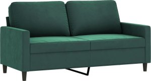 vidaXL Sofa 2-osobowa, ciemnozielona, 140 cm, tapicerowana aksamitem 2