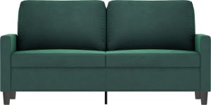 vidaXL Sofa 2-osobowa, ciemnozielona, 140 cm, tapicerowana aksamitem 3