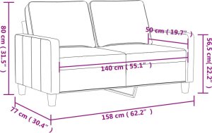 vidaXL Sofa 2-osobowa, ciemnozielona, 140 cm, tapicerowana aksamitem 8