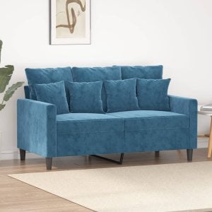 vidaXL Sofa 2-osobowa, niebieski, 120 cm, tapicerowana aksamitem 1