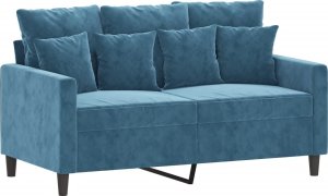 vidaXL Sofa 2-osobowa, niebieski, 120 cm, tapicerowana aksamitem 2
