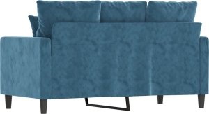 vidaXL Sofa 2-osobowa, niebieski, 120 cm, tapicerowana aksamitem 5