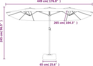 vidaXL vidaXL Podwójny parasol ogrodowy, niebieski, 449x245 cm 8