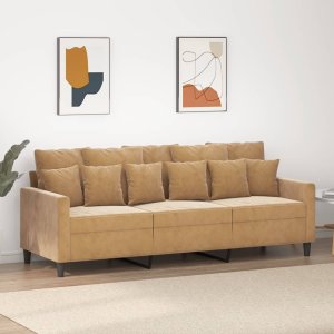 vidaXL Sofa 3-osobowa, brązowa, 180 cm, tapicerowana aksamitem 1