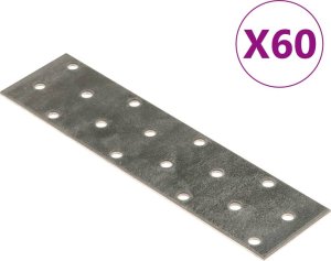 vidaXL Płytki perforowane, 60 szt., 2 mm, 160x40 mm, stal ocynkowana 1