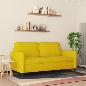 vidaXL Sofa 2-osobowa, żółta, 140 cm, tapicerowana aksamitem 3