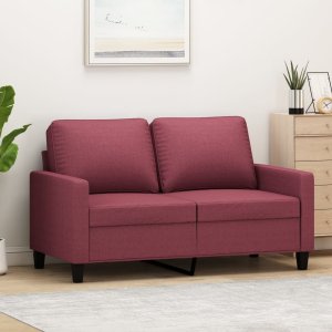 vidaXL Sofa 2-osobowa, winna czerwień, 120 cm, tapicerowana tkaniną 1