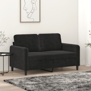 vidaXL Sofa 2-osobowa, czarna, 120 cm, tapicerowana aksamitem 1