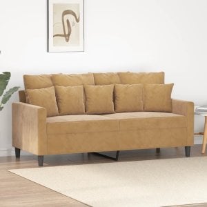 vidaXL Sofa 2-osobowa, brązowa, 140 cm, tapicerowana aksamitem 1