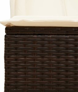 vidaXL Podwójna leżanka z daszkiem i zasłonami, brązowy polirattan 8