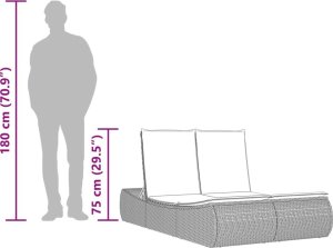 vidaXL Podwójna leżanka z poduszkami, jasnoszara, polirattan 10