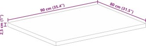 vidaXL Blat do stolika, 90x80x2,5 cm, prostokątny, surowe drewno mango 9