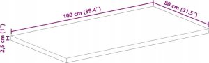 vidaXL Blat do stolika, 90x80x2,5 cm, prostokątny, surowe drewno mango 10