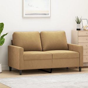 vidaXL Sofa 2-osobowa, brązowy, 120 cm, tapicerowana aksamitem 1