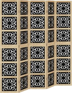 vidaXL Parawan pokojowy, 5-panelowy, brązowo-czarny, lita paulownia 2