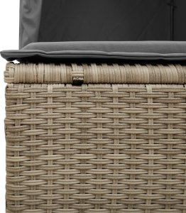 vidaXL Podwójna leżanka z daszkiem i zasłonami, jasnoszary polirattan 8