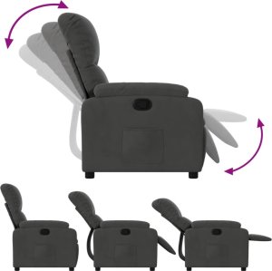 vidaXL Rozkładany fotel, ciemnoszary, obity mikrofibrą 4