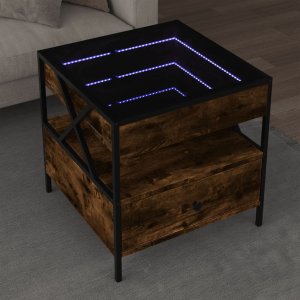 vidaXL Stolik kawowy z LED Infinity, przydymiony dąb, 50x50x51 cm 1