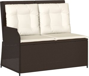 vidaXL Rozkładana ławka ogrodowa z poduszkami, brązowa, polirattan 2