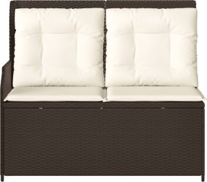 vidaXL Rozkładana ławka ogrodowa z poduszkami, brązowa, polirattan 4