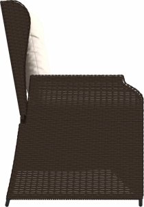 vidaXL Rozkładana ławka ogrodowa z poduszkami, brązowa, polirattan 5