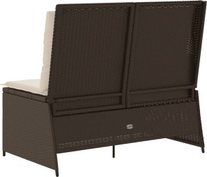 vidaXL Rozkładana ławka ogrodowa z poduszkami, brązowa, polirattan 6