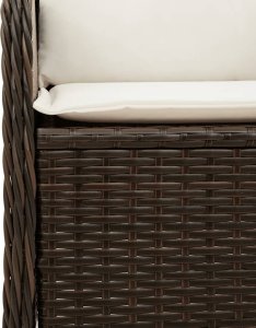 vidaXL Rozkładana ławka ogrodowa z poduszkami, brązowa, polirattan 8