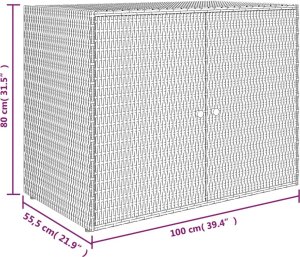 Szafa ogrodowa vidaXL vidaXL Szafka ogrodowa, szara, 100x55,5x80 cm, rattan PE 8