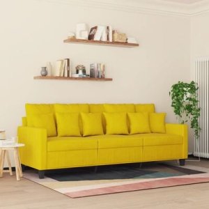 vidaXL vidaXL Sofa 3-osobowa, żółty, 180 cm, tapicerowana aksamitem 11