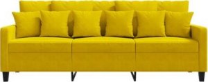 vidaXL vidaXL Sofa 3-osobowa, żółty, 180 cm, tapicerowana aksamitem 12