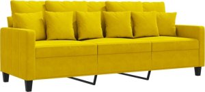 vidaXL vidaXL Sofa 3-osobowa, żółty, 180 cm, tapicerowana aksamitem 2
