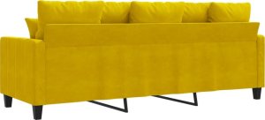 vidaXL vidaXL Sofa 3-osobowa, żółty, 180 cm, tapicerowana aksamitem 6