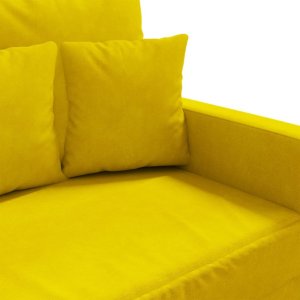 vidaXL vidaXL Sofa 3-osobowa, żółty, 180 cm, tapicerowana aksamitem 7