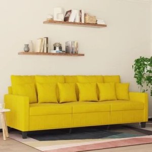 vidaXL vidaXL Sofa 3-osobowa, żółty, 180 cm, tapicerowana aksamitem 10