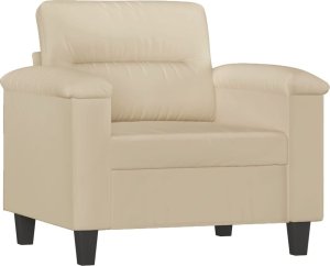 vidaXL vidaXL Fotel, kremowy, 60 cm, obity mikrofibrą 2