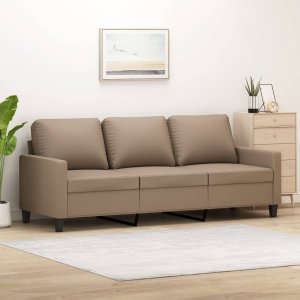 vidaXL vidaXL 3-osobowa sofa, cappuccino, 180 cm, sztuczna skóra 1