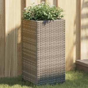 vidaXL Donica ogrodowa, szara, 30x30x60 cm, rattan PE 1