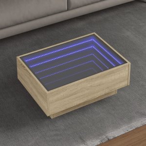 vidaXL Stolik kawowy z LED, dąb sonoma, 70x50x30 cm 1