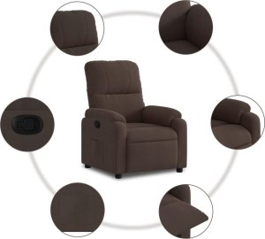 vidaXL Rozkładany fotel, brązowy, obity mikrofibrą 5