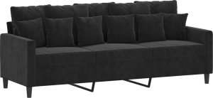 vidaXL vidaXL Sofa 3-osobowa, czarny, 180 cm, tapicerowana aksamitem 2